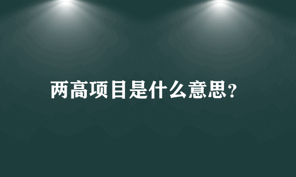 两高项目是什么意思？