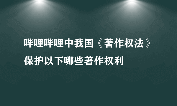 哔哩哔哩中我国《著作权法》保护以下哪些著作权利