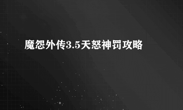 魔怨外传3.5天怒神罚攻略