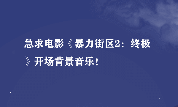 急求电影《暴力街区2：终极》开场背景音乐！