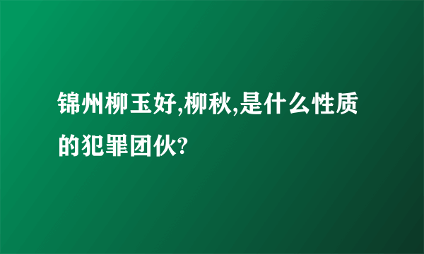 锦州柳玉好,柳秋,是什么性质的犯罪团伙?