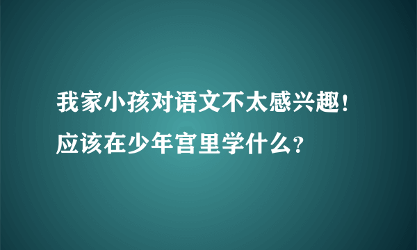 我家小孩对语文不太感兴趣！应该在少年宫里学什么？