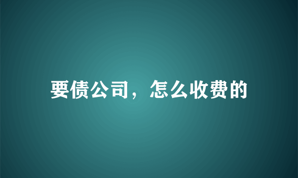 要债公司，怎么收费的