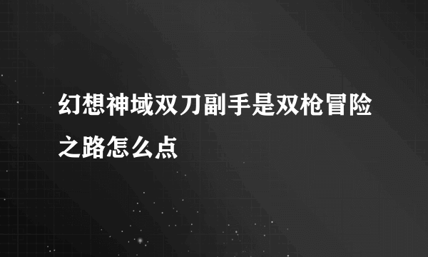 幻想神域双刀副手是双枪冒险之路怎么点