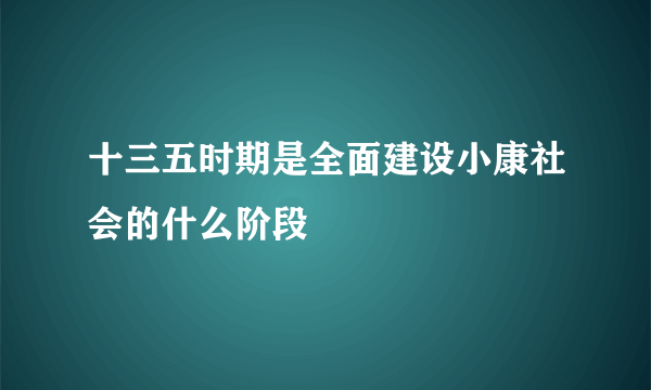 十三五时期是全面建设小康社会的什么阶段