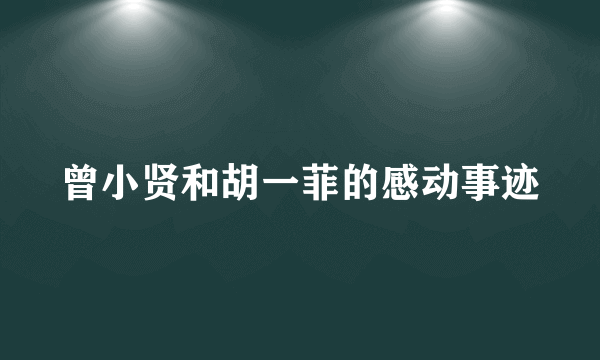 曾小贤和胡一菲的感动事迹