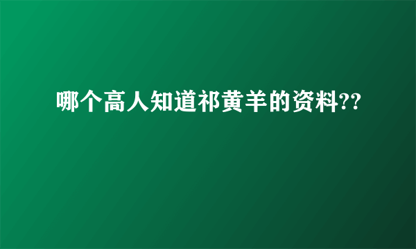 哪个高人知道祁黄羊的资料??