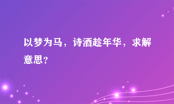 以梦为马，诗酒趁年华，求解意思？