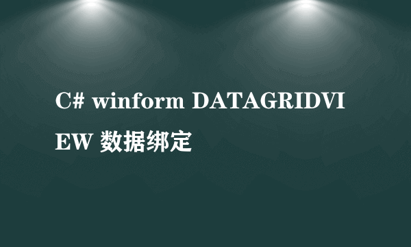 C# winform DATAGRIDVIEW 数据绑定