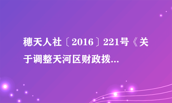 穗天人社〔2016〕221号《关于调整天河区财政拨付人员经费的编外人员工资待遇标准是多少？