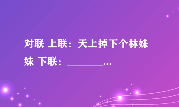 对联 上联：天上掉下个林妹妹 下联：______________