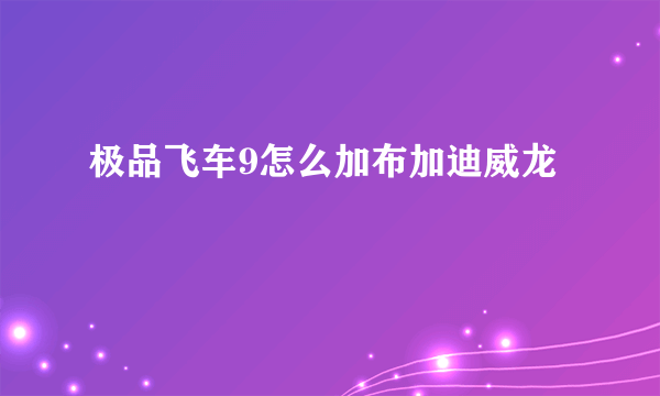 极品飞车9怎么加布加迪威龙