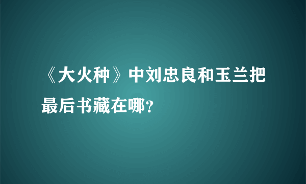 《大火种》中刘忠良和玉兰把最后书藏在哪？