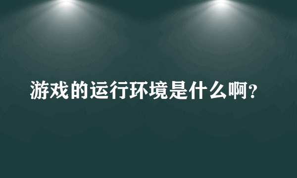 游戏的运行环境是什么啊？