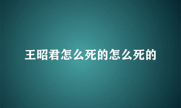 王昭君怎么死的怎么死的