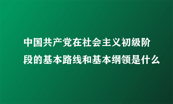 中国共产党在社会主义初级阶段的基本路线和基本纲领是什么