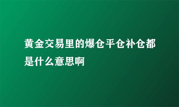 黄金交易里的爆仓平仓补仓都是什么意思啊