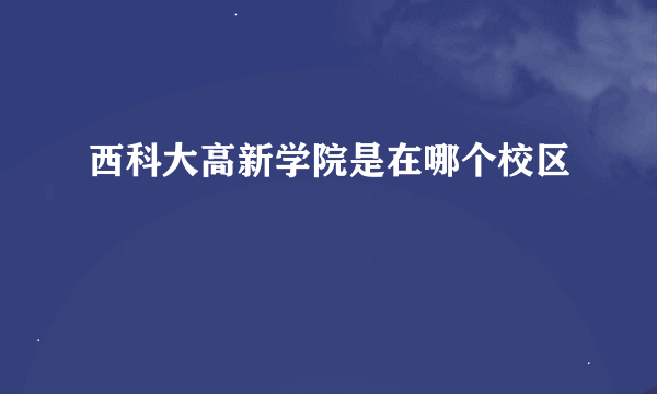 西科大高新学院是在哪个校区