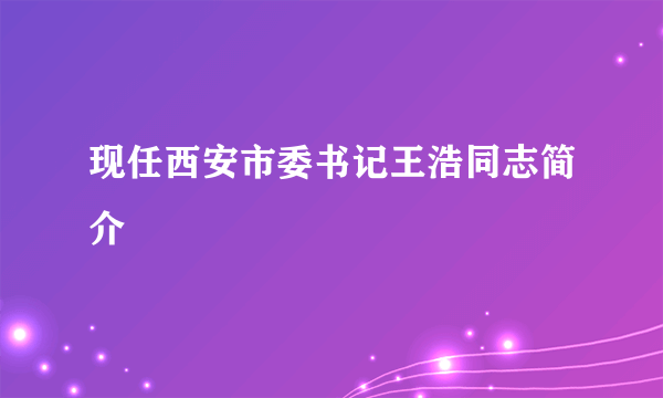 现任西安市委书记王浩同志简介