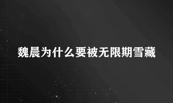 魏晨为什么要被无限期雪藏