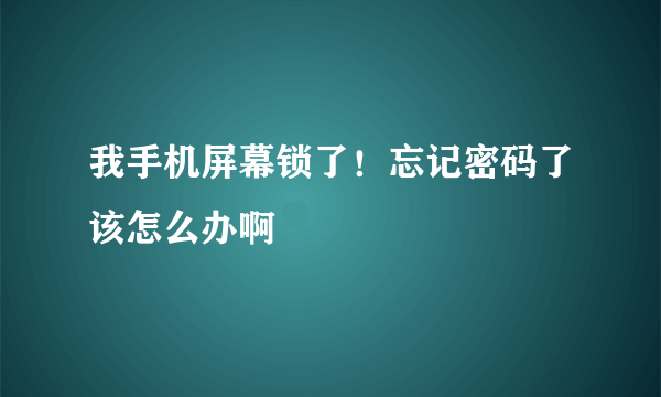 我手机屏幕锁了！忘记密码了该怎么办啊