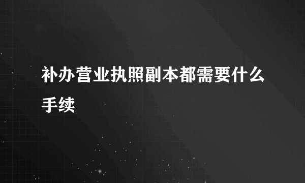 补办营业执照副本都需要什么手续