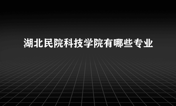 湖北民院科技学院有哪些专业