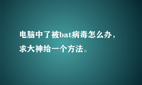 电脑中了被bat病毒怎么办，求大神给一个方法。