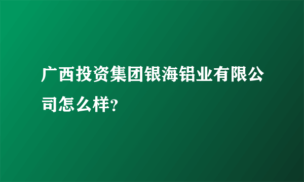 广西投资集团银海铝业有限公司怎么样？