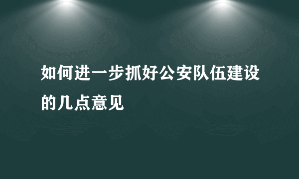 如何进一步抓好公安队伍建设的几点意见