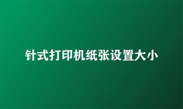 针式打印机纸张设置大小