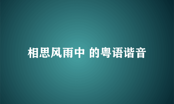 相思风雨中 的粤语谐音