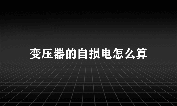 变压器的自损电怎么算