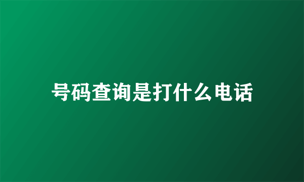 号码查询是打什么电话