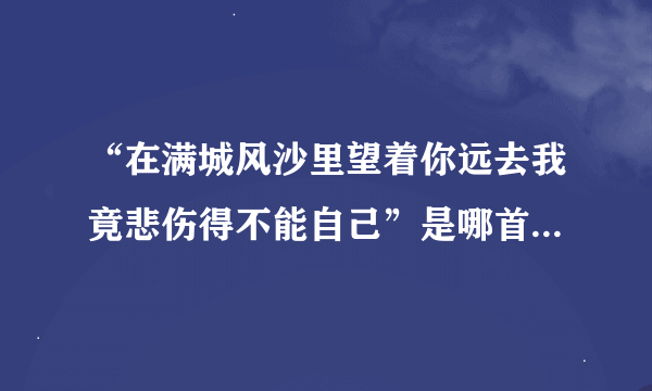 “在满城风沙里望着你远去我竟悲伤得不能自己”是哪首歌的歌词？