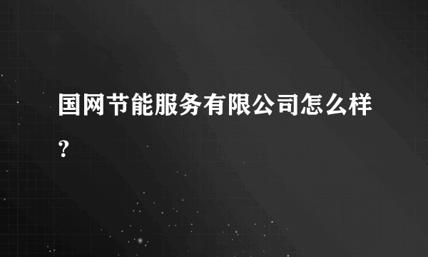 国网节能服务有限公司怎么样？