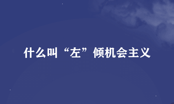 什么叫“左”倾机会主义