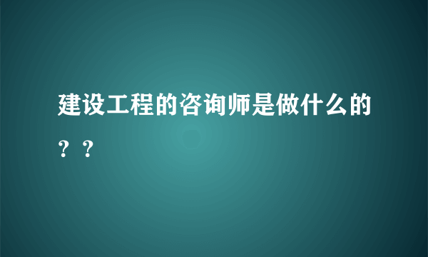 建设工程的咨询师是做什么的？？