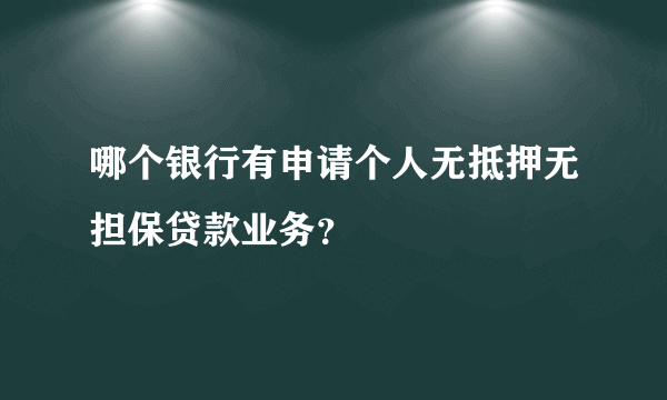 哪个银行有申请个人无抵押无担保贷款业务？