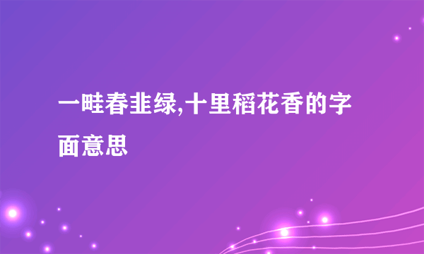 一畦春韭绿,十里稻花香的字面意思