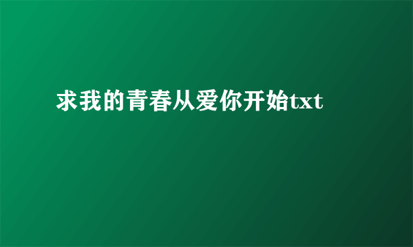 求我的青春从爱你开始txt