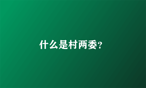 什么是村两委？