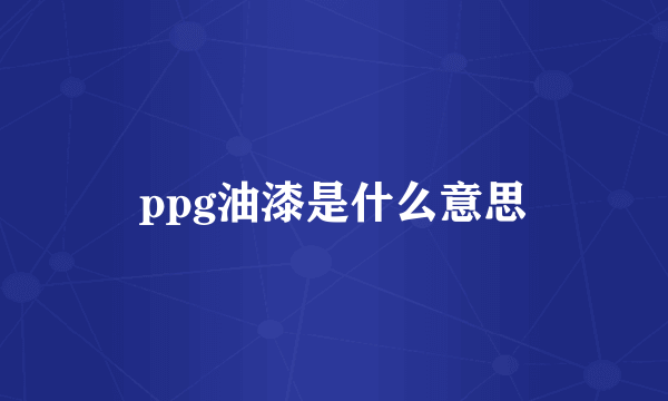 ppg油漆是什么意思