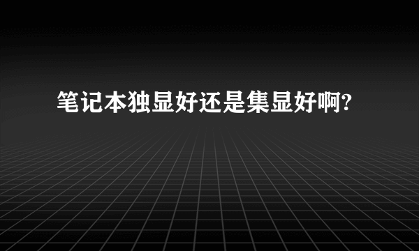 笔记本独显好还是集显好啊?