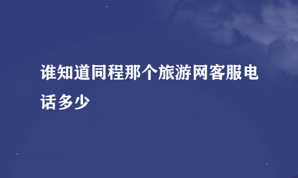 谁知道同程那个旅游网客服电话多少