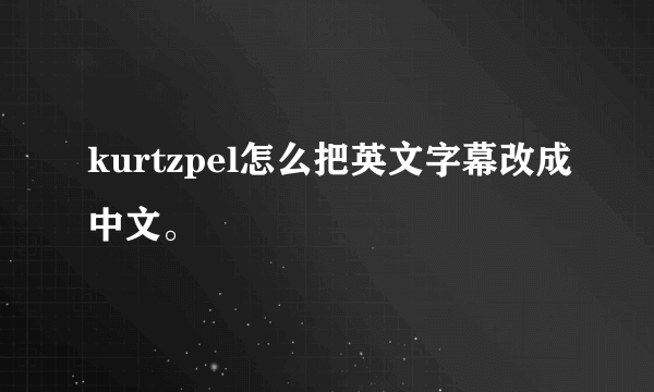 kurtzpel怎么把英文字幕改成中文。