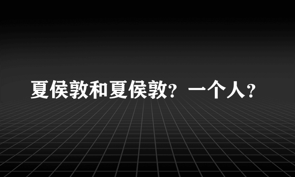 夏侯敦和夏侯敦？一个人？