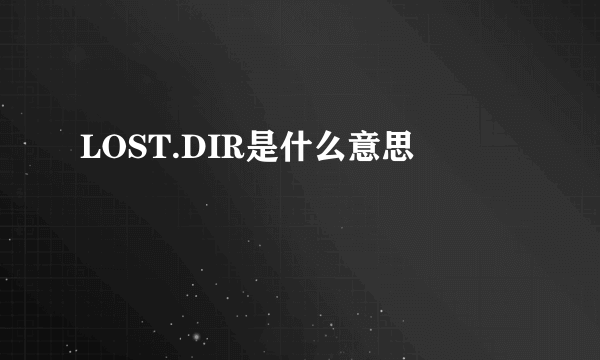 LOST.DIR是什么意思