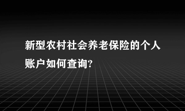 新型农村社会养老保险的个人账户如何查询?