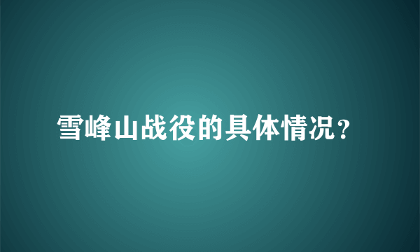 雪峰山战役的具体情况？